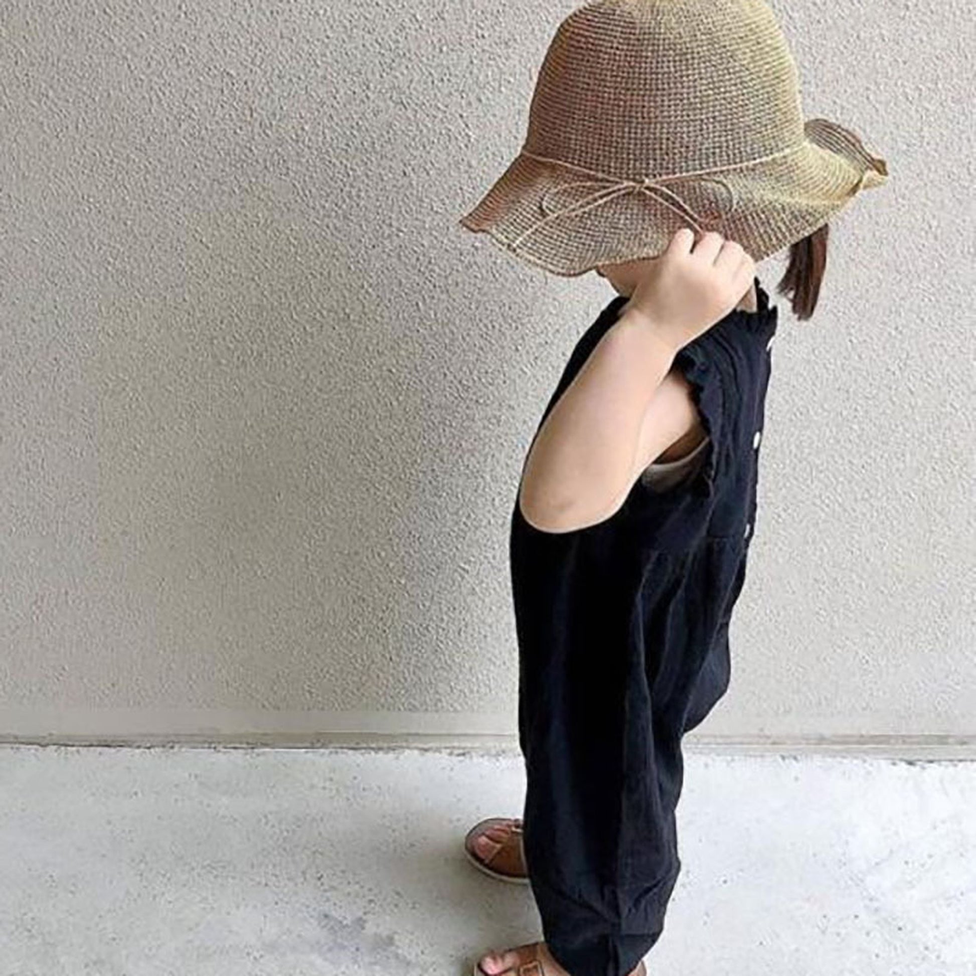 -ベビージャンプスーツ ノースリーブオーバーオール フリル つなぎ - mamahalo shop - ノースリーブジャンプスーツ -  べビー服 - 子供服 - 男の子 - 女の子