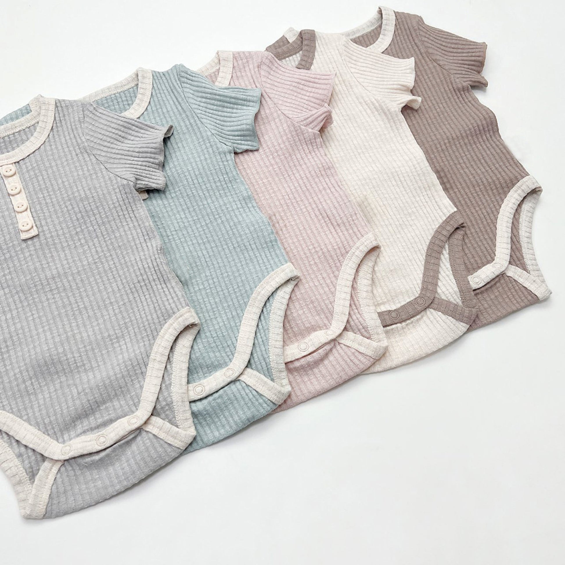 -ベビー リブ 半袖 ロンパース【mh0000777】 - mamahalo shop - 半袖ロンパース -  べビー服 - 子供服 - 男の子 - 女の子