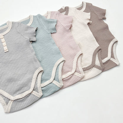 -ベビー リブ 半袖 ロンパース【mh0000777】 - mamahalo shop - 半袖ロンパース -  べビー服 - 子供服 - 男の子 - 女の子