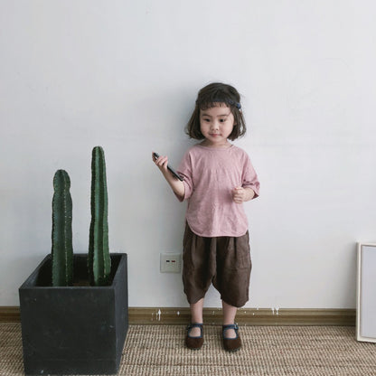 -キッズ コットンリネン パンツ【mh0000527】 - mamahalo shop - ハーフパンツ・ショートパンツ -  べビー服 - 子供服 - 男の子 - 女の子