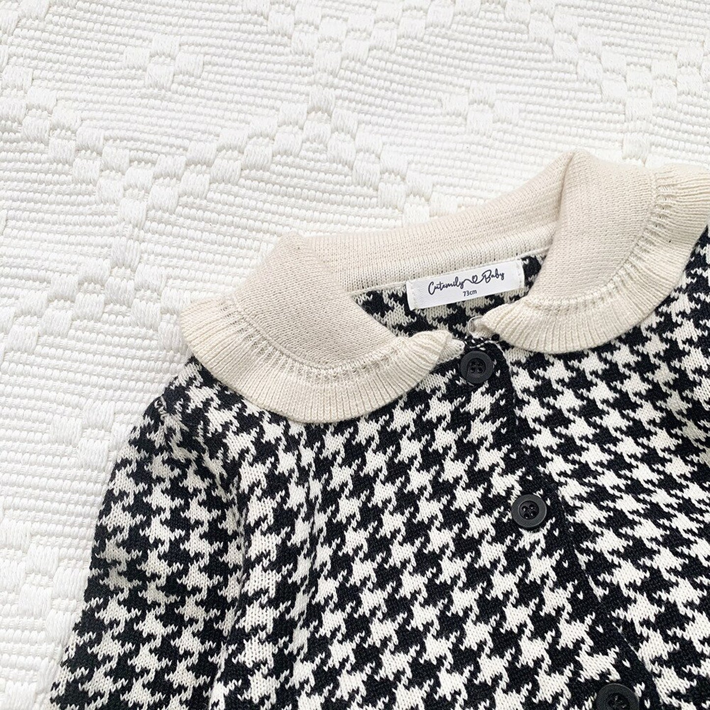 -ベビー キッズ 千鳥格子 セットアップ 前あき カーディガン トップス ショート パンツ【mh0000258】 - mamahalo shop - 長袖セットアップ -  べビー服 - 子供服 - 男の子 - 女の子