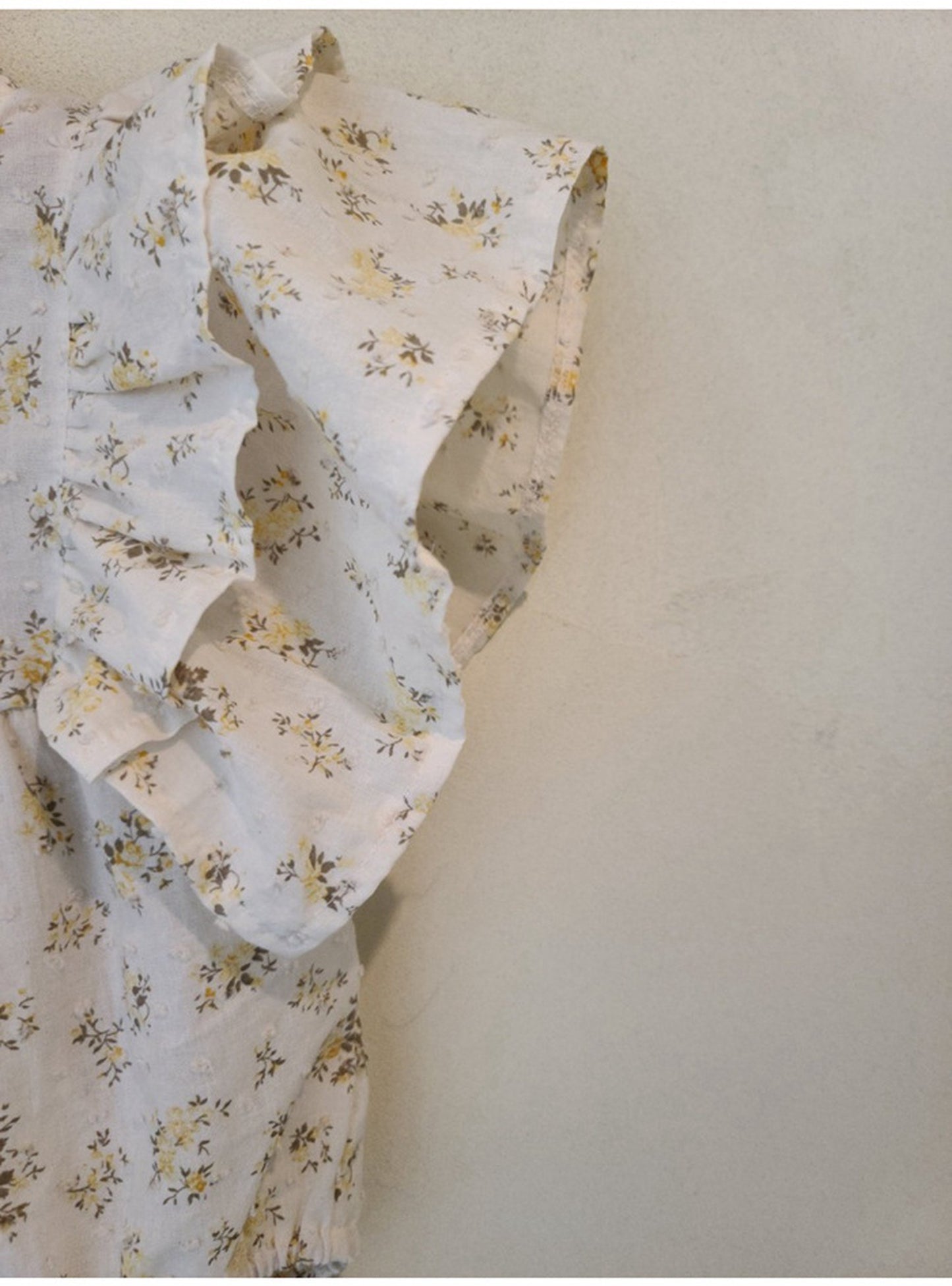 -ベビー ラッフルフリル バタフライスリーブ フラワー 無地 ロンパース - mamahalo shop - 半袖ロンパース -  べビー服 - 子供服 - 男の子 - 女の子