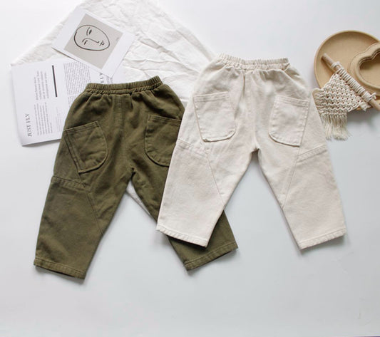 -キッズ コットンリネン パンツ【mh0000220】 - mamahalo shop - ロングパンツ・スウェットパンツ -  べビー服 - 子供服 - 男の子 - 女の子