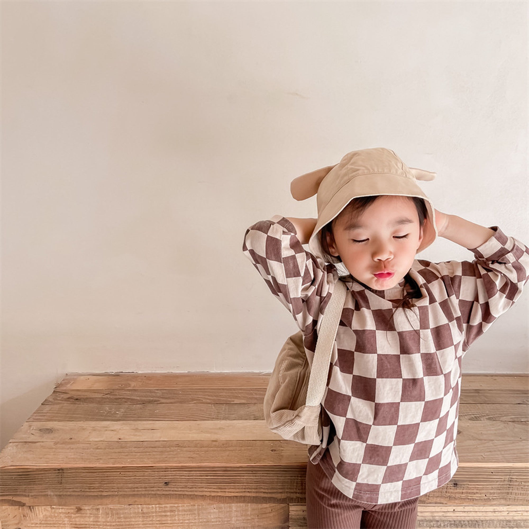 キッズ ビッグ チェッカーチェック 長袖 Tシャツ - mamahalo shop - 長袖Tシャツ - ベビー服 - 子供服 - 男の子 - 女の子