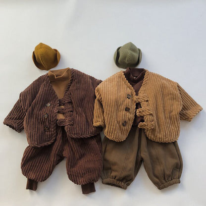 -キッズ コーデュロイ 裏フリース ジャケット コート アウター【mh0000264】 - mamahalo shop - ショートコート・ジャケット・ジャンパー -  べビー服 - 子供服 - 男の子 - 女の子