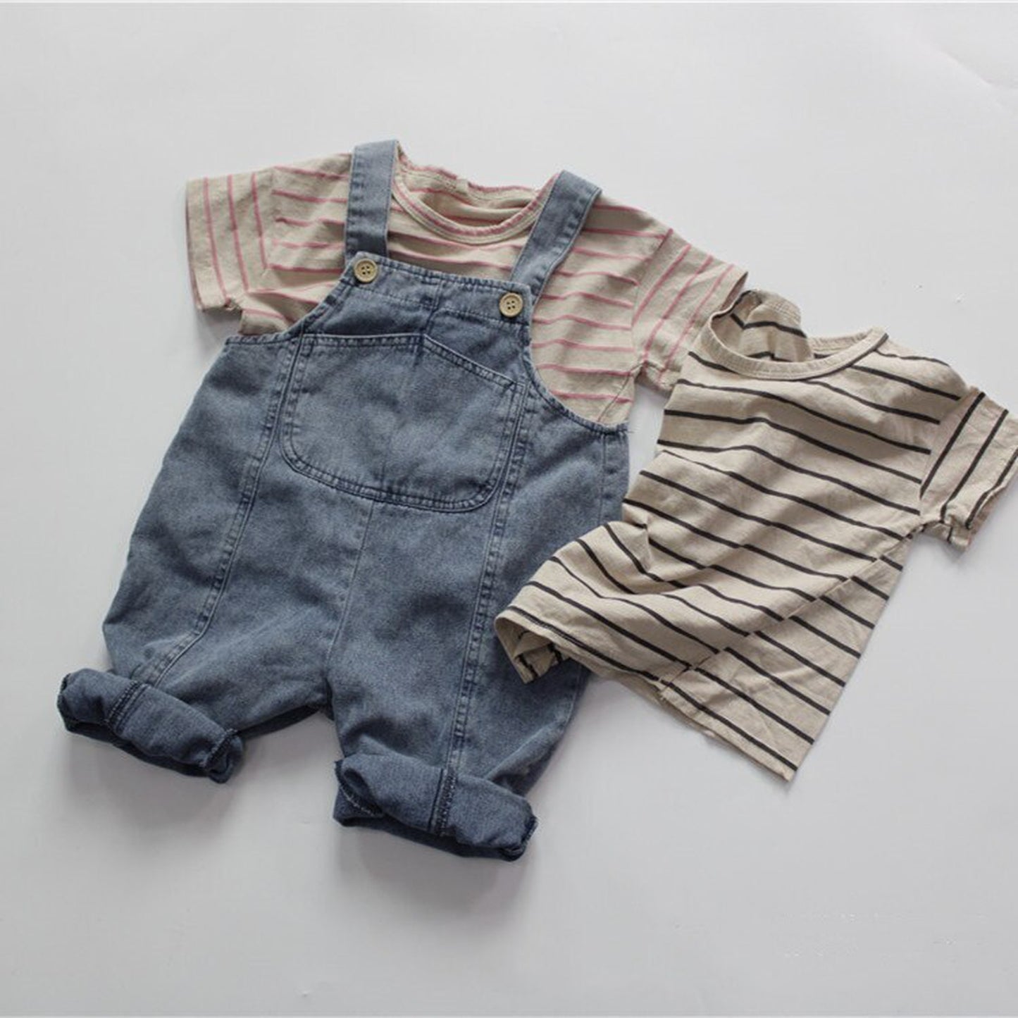 -キッズ ボーダー 半袖 Tシャツ - mamahalo shop - 半袖Tシャツ -  べビー服 - 子供服 - 男の子 - 女の子