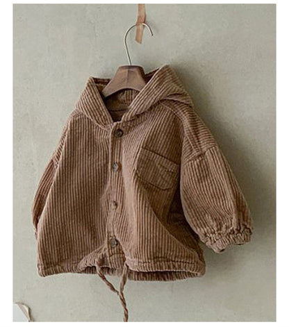 -キッズ コーデュロイ デニム フーディ トップス ジャケット【mh0000353】 - mamahalo shop - ショートコート・ジャケット・ジャンパー -  べビー服 - 子供服 - 男の子 - 女の子