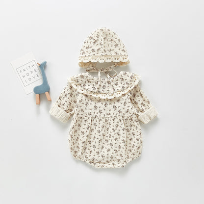 -ベビー フラワー ロンパース 帽子 セット - mamahalo shop - 長袖ロンパース -  べビー服 - 子供服 - 男の子 - 女の子