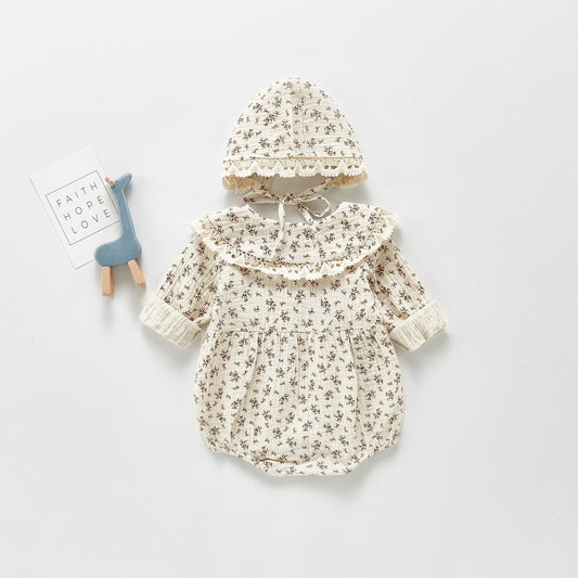 -ベビー フラワー ロンパース 帽子 セット - mamahalo shop - 長袖ロンパース -  べビー服 - 子供服 - 男の子 - 女の子