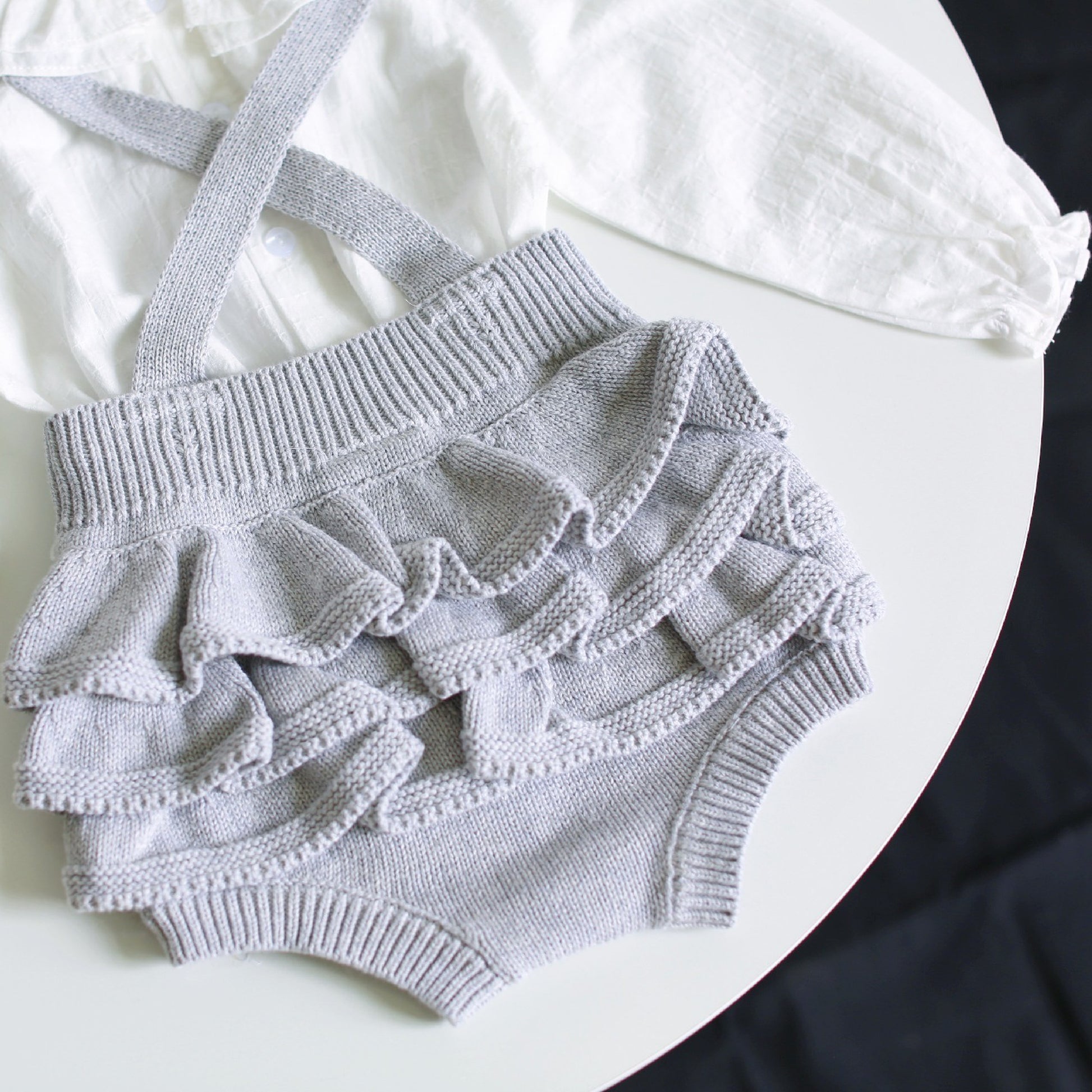 -ベビー フリル ニット サスペンダー ブルマ - mamahalo shop - ブルマパンツ -  べビー服 - 子供服 - 男の子 - 女の子