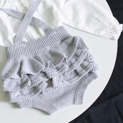 -ベビー フリル ニット サスペンダー ブルマ - mamahalo shop - ブルマパンツ -  べビー服 - 子供服 - 男の子 - 女の子