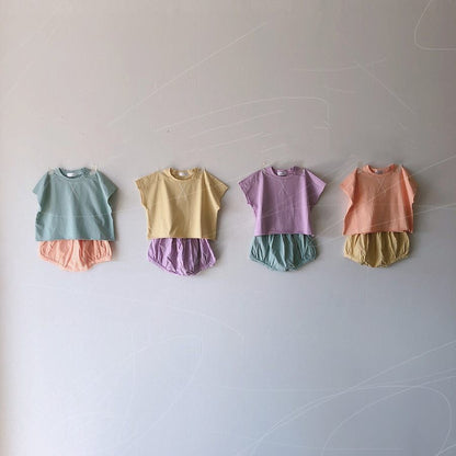 -ベビー 半袖 ルーズ Tシャツ ショーツ セット【mh0000464】 - mamahalo shop - 半袖セットアップ -  べビー服 - 子供服 - 男の子 - 女の子