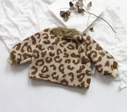 -キッズ レオパード フリース ジャケット アウター【mh0000287】 - mamahalo shop - ショートコート・ジャケット・ジャンパー -  べビー服 - 子供服 - 男の子 - 女の子