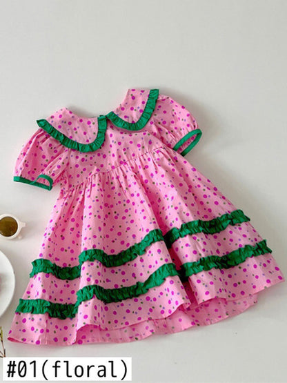 -キッズ みずたま 半袖 フリル ワンピース - mamahalo shop - 半袖ワンピース -  べビー服 - 子供服 - 男の子 - 女の子