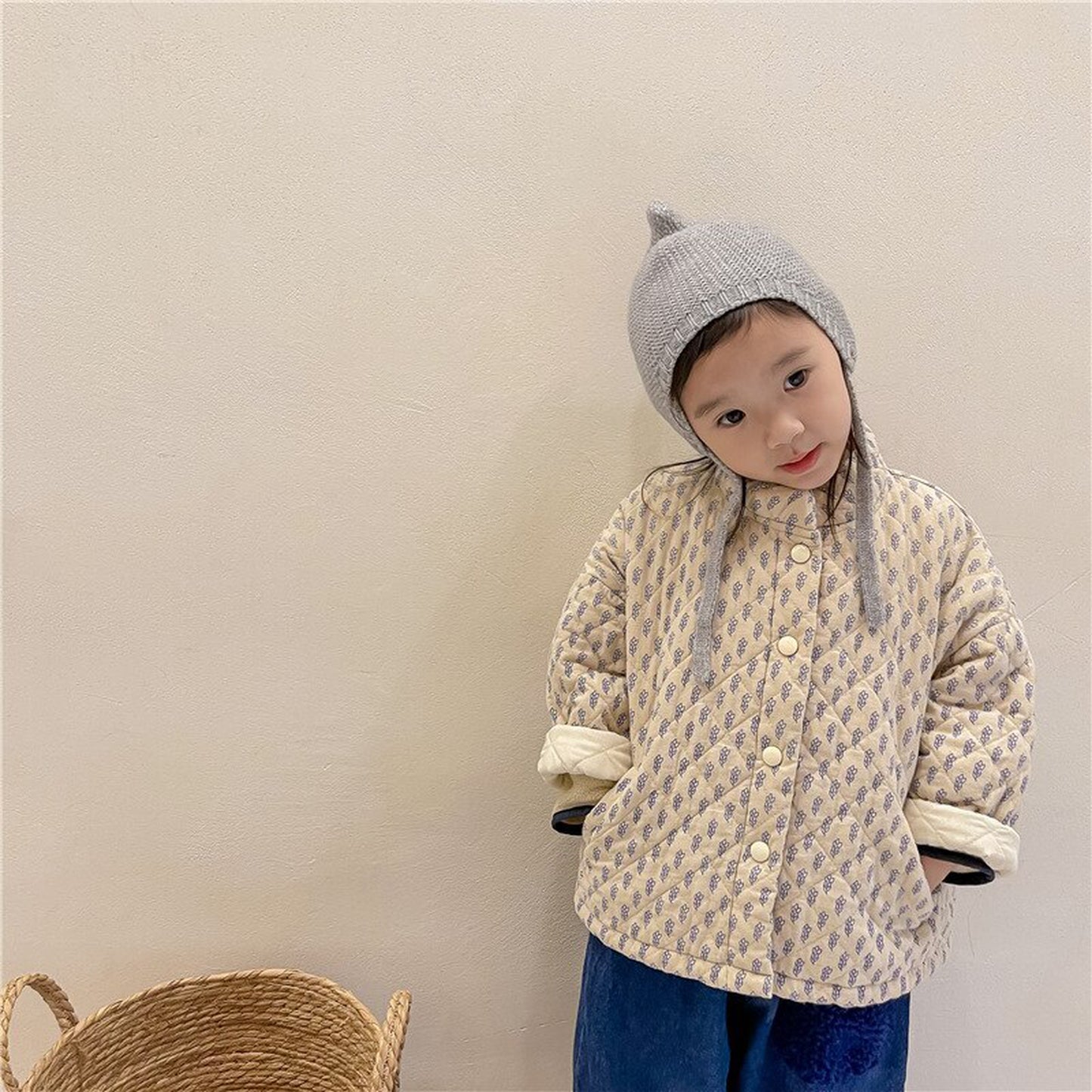 -キッズ プロバンス リーフ キルティング ジャケット アウター【mh0000284】 - mamahalo shop - ショートコート・ジャケット・ジャンパー -  べビー服 - 子供服 - 男の子 - 女の子