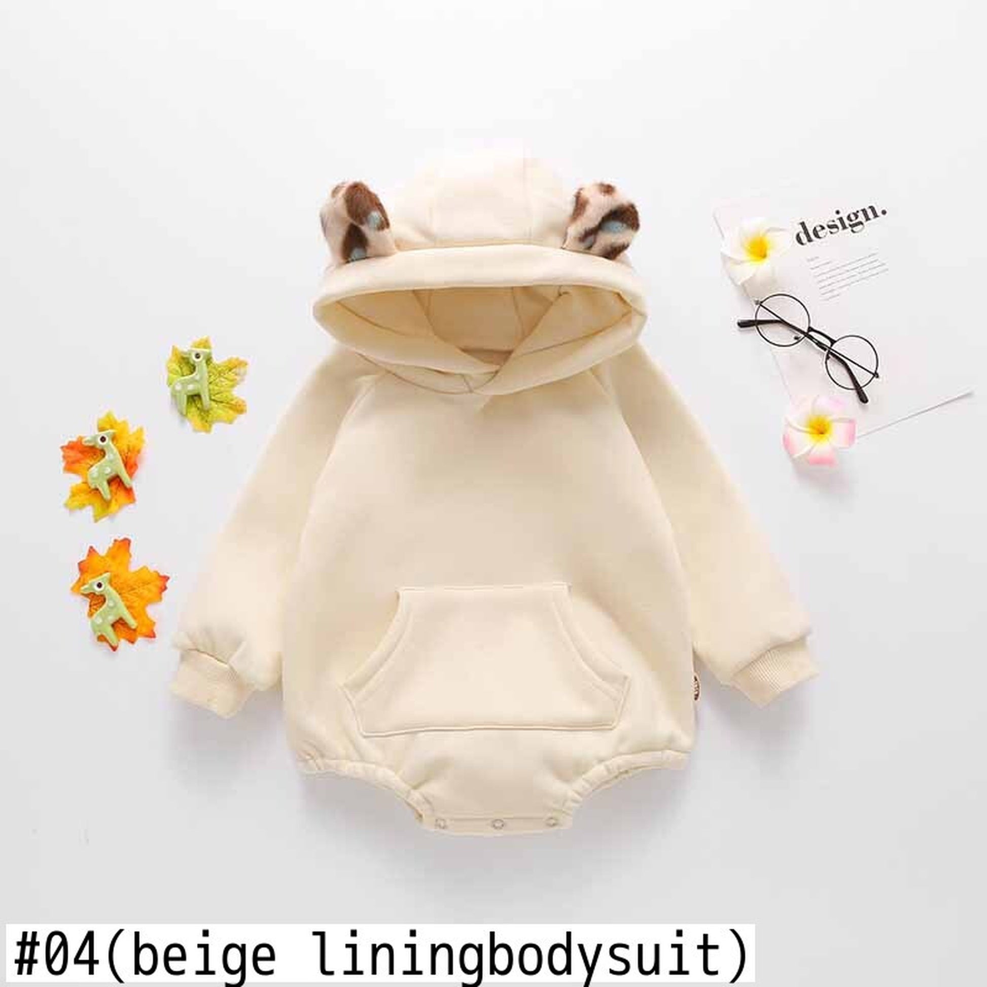 -ベビー レオパード 耳付き フーディ ロンパース 足つき レギンス パンツ - mamahalo shop - 長袖ロンパース -  べビー服 - 子供服 - 男の子 - 女の子