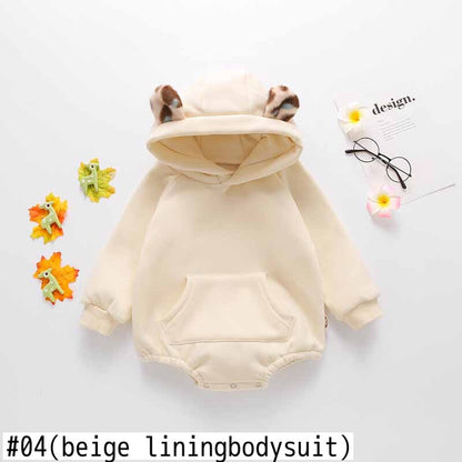 -ベビー レオパード 耳付き フーディ ロンパース 足つき レギンス パンツ - mamahalo shop - 長袖ロンパース -  べビー服 - 子供服 - 男の子 - 女の子