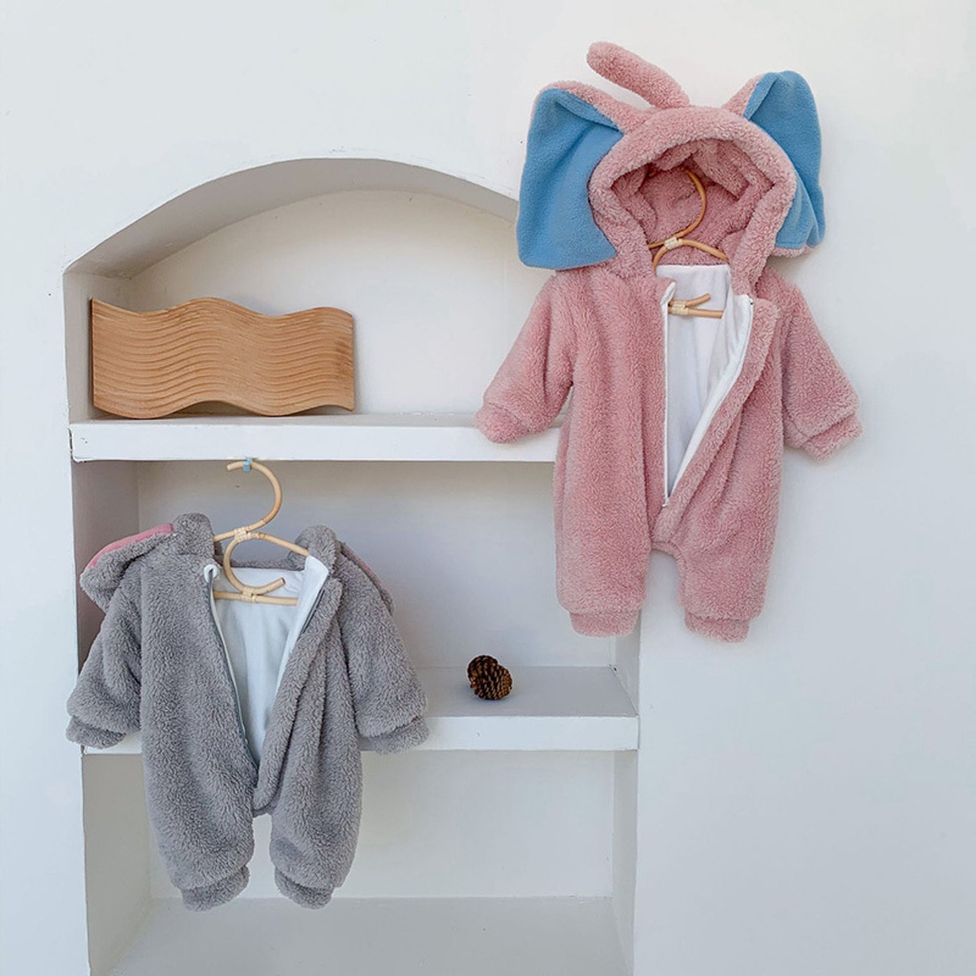 -ベビー ぞう 耳付き フーディ フリース アウター ジャンプスーツ【mh0000205】 - mamahalo shop - アウタージャンプスーツ -  べビー服 - 子供服 - 男の子 - 女の子