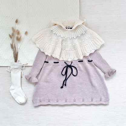 -ベビー キッズ レース ニット フーディ ボレロ ポンチョ【mh0000257】 - mamahalo shop - ショール -  べビー服 - 子供服 - 男の子 - 女の子