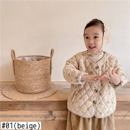 -キッズ フラワー キルティング ジャケット コート【mh0000277】 - mamahalo shop - ショートコート・ジャケット・ジャンパー -  べビー服 - 子供服 - 男の子 - 女の子