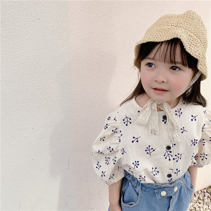 -キッズ パフスリーブ ブラウス【mh0000525】 - mamahalo shop - 半袖シャツ・ブラウス -  べビー服 - 子供服 - 男の子 - 女の子