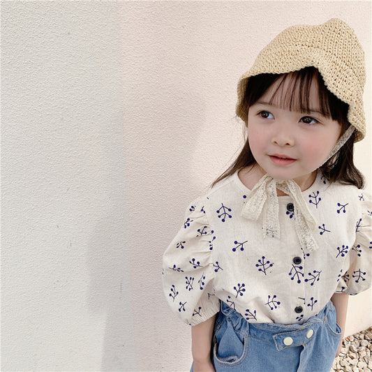 -キッズ パフスリーブ ブラウス【mh0000525】 - mamahalo shop - 半袖シャツ・ブラウス -  べビー服 - 子供服 - 男の子 - 女の子