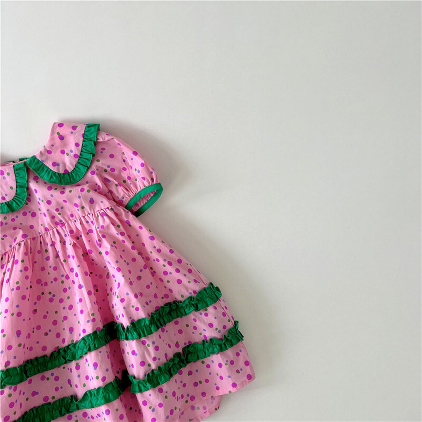 -キッズ みずたま 半袖 フリル ワンピース - mamahalo shop - 半袖ワンピース -  べビー服 - 子供服 - 男の子 - 女の子