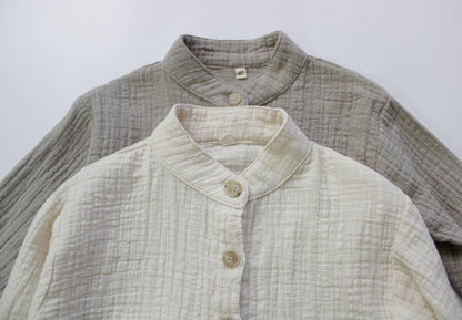 -キッズ コットンリネン シャツ - mamahalo shop - 長袖シャツ・ブラウス -  べビー服 - 子供服 - 男の子 - 女の子