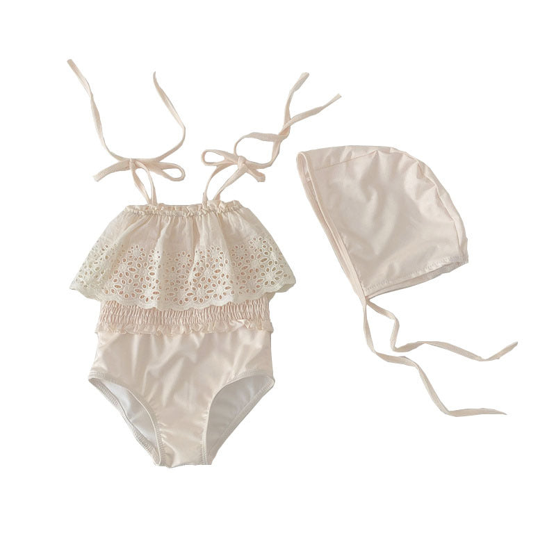 -キッズ 水着 ワンピース レース フリル シャーリング スイムウェア【mh0000808】 - mamahalo shop - ベビー用水着 -  べビー服 - 子供服 - 男の子 - 女の子