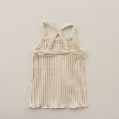 -ベビー キッズ セットアップ バッククロス キャミソール フリル パンツ【mh0000780】 - mamahalo shop - ノースリーブセットアップ -  べビー服 - 子供服 - 男の子 - 女の子