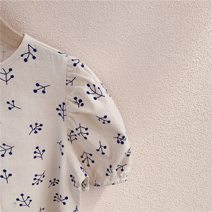 -キッズ パフスリーブ ブラウス【mh0000525】 - mamahalo shop - 半袖シャツ・ブラウス -  べビー服 - 子供服 - 男の子 - 女の子