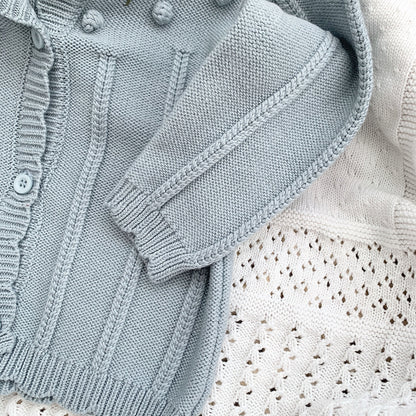 -ベビー キッズ ニット フラワー 刺繍 カーディガン【mh0000248】 - mamahalo shop - カーディガン・パーカー -  べビー服 - 子供服 - 男の子 - 女の子