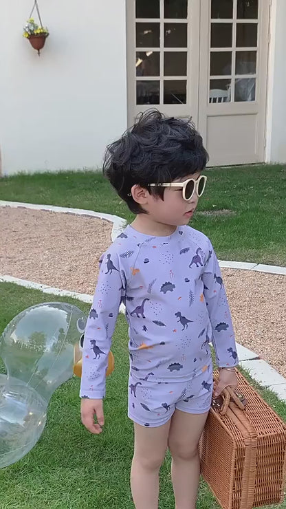 キッズ ボーイズ 男の子 セパレート 水着 スイムウェア ラッシュガード 帽子 セット【mh0001415】