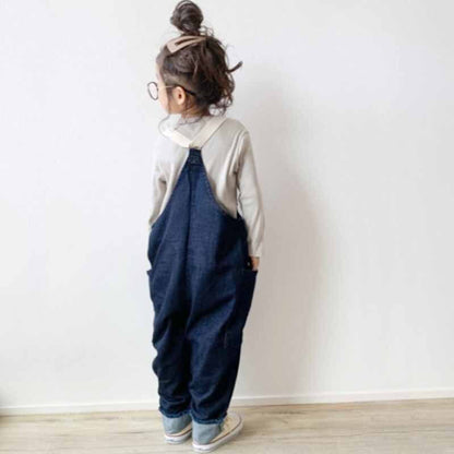 -キッズ デニム テープ サスペンダー サロペット リンク ママ お揃い コーデ【mh0000396】 - mamahalo shop - オーバーオール -  べビー服 - 子供服 - 男の子 - 女の子