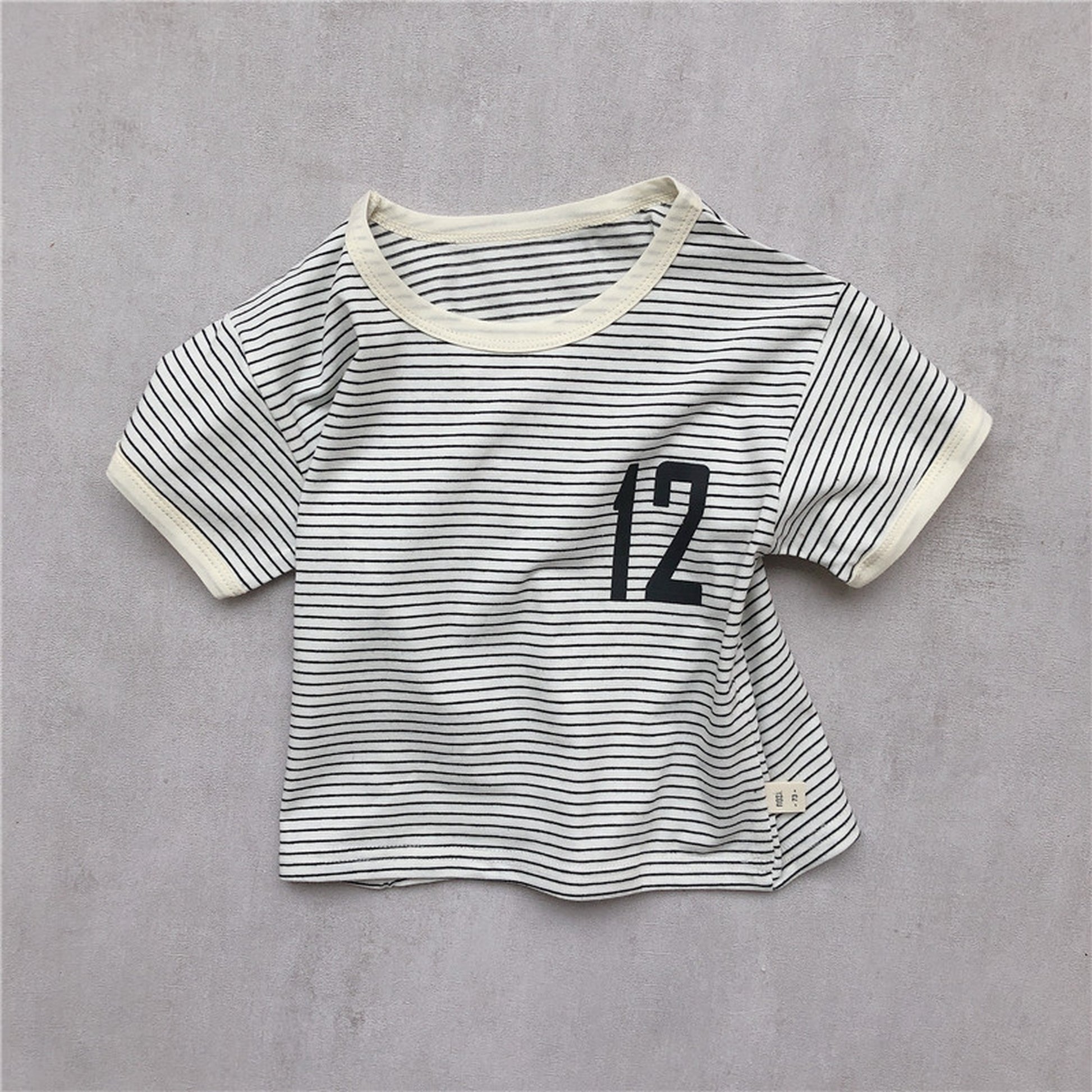 -キッズ ボーダー 半袖Tシャツ - mamahalo shop - 半袖Tシャツ -  べビー服 - 子供服 - 男の子 - 女の子