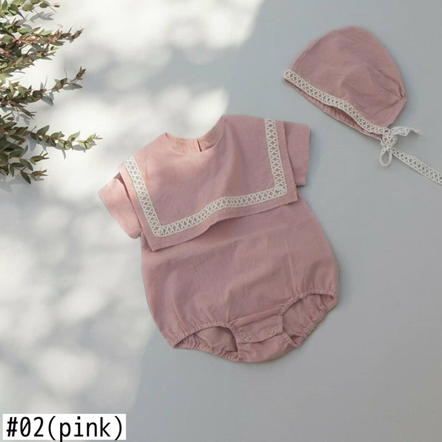 -ベビー セーラーカラー ロンパース 帽子 セット【mh0000456】 - mamahalo shop - 半袖ロンパース -  べビー服 - 子供服 - 男の子 - 女の子