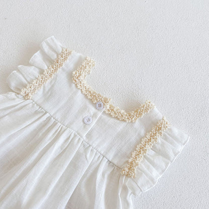 -☺︎ ベビー フラワー 刺繍 レース ノースリーブ ワンピース - mamahalo shop - ノースリーブワンピース -  べビー服 - 子供服 - 男の子 - 女の子