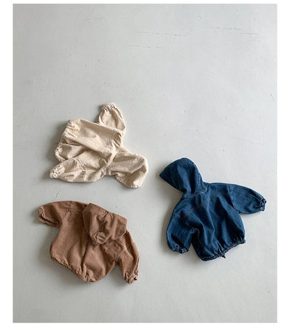 -キッズ コーデュロイ デニム フーディ トップス ジャケット【mh0000353】 - mamahalo shop - ショートコート・ジャケット・ジャンパー -  べビー服 - 子供服 - 男の子 - 女の子