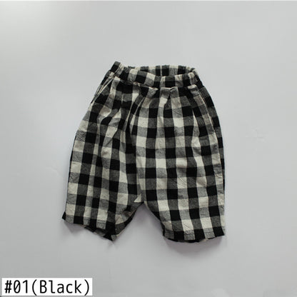 -キッズ チェック サマー パンツ - mamahalo shop - ハーフパンツ・ショートパンツ -  べビー服 - 子供服 - 男の子 - 女の子