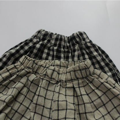 -キッズ チェック ショートパンツ - mamahalo shop - ハーフパンツ・ショートパンツ -  べビー服 - 子供服 - 男の子 - 女の子