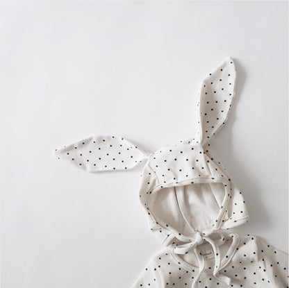 -ベビーロンパース 帽子セット みずたま水玉 長袖ボディスーツうさ耳帽子【mh0000209】 - mamahalo shop - 長袖ロンパース -  べビー服 - 子供服 - 男の子 - 女の子