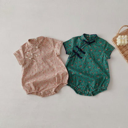 -ベビー チャイナドレス 半袖ロンパース - mamahalo shop - 半袖ロンパース -  べビー服 - 子供服 - 男の子 - 女の子