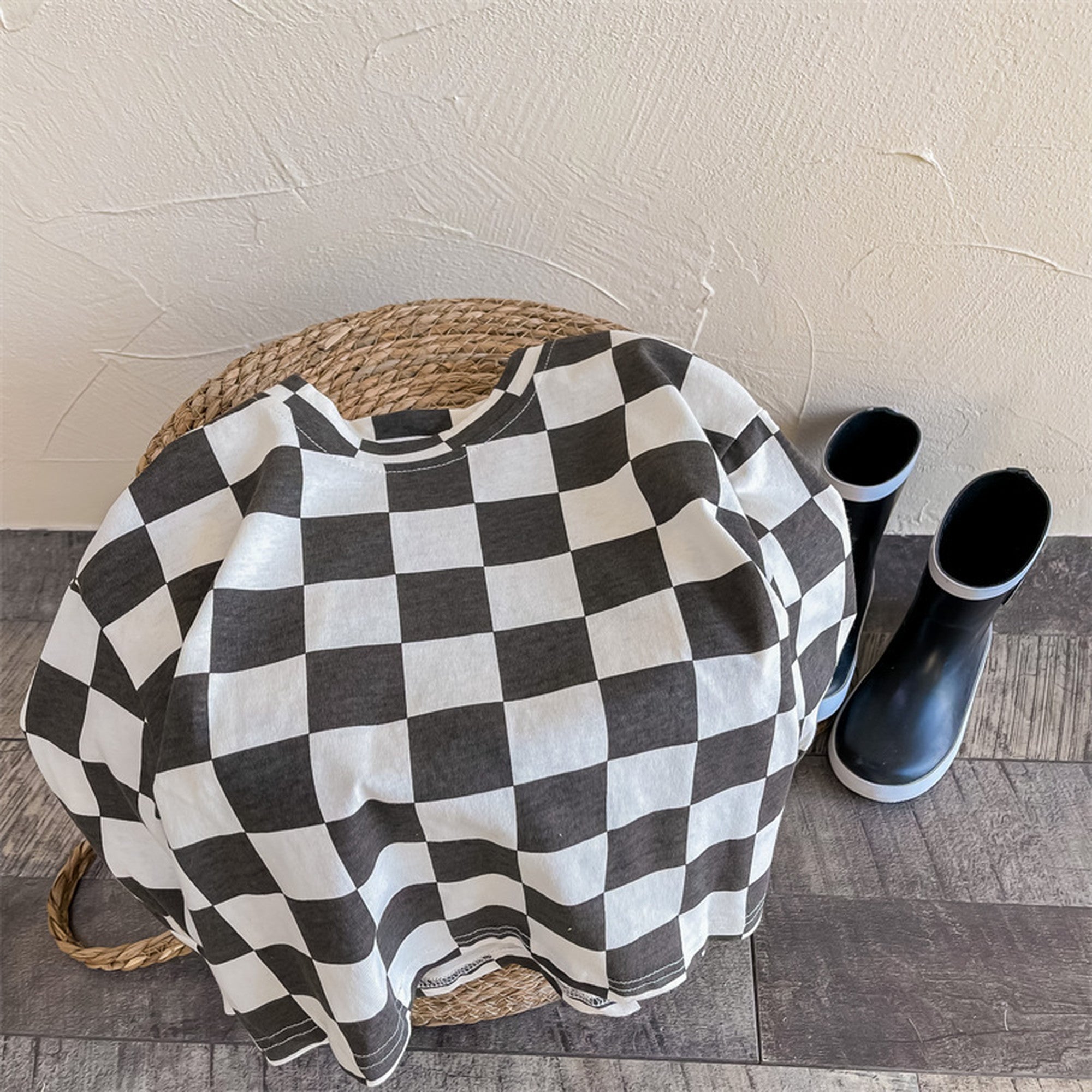 キッズ ビッグ チェッカーチェック 長袖 Tシャツ - mamahalo shop - 長袖Tシャツ - ベビー服 - 子供服 - 男の子 - 女の子