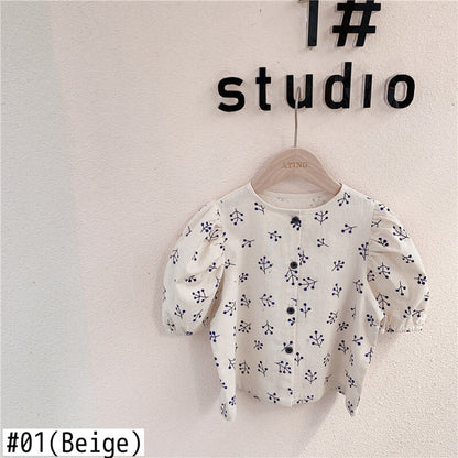 -キッズ パフスリーブ ブラウス【mh0000525】 - mamahalo shop - 半袖シャツ・ブラウス -  べビー服 - 子供服 - 男の子 - 女の子