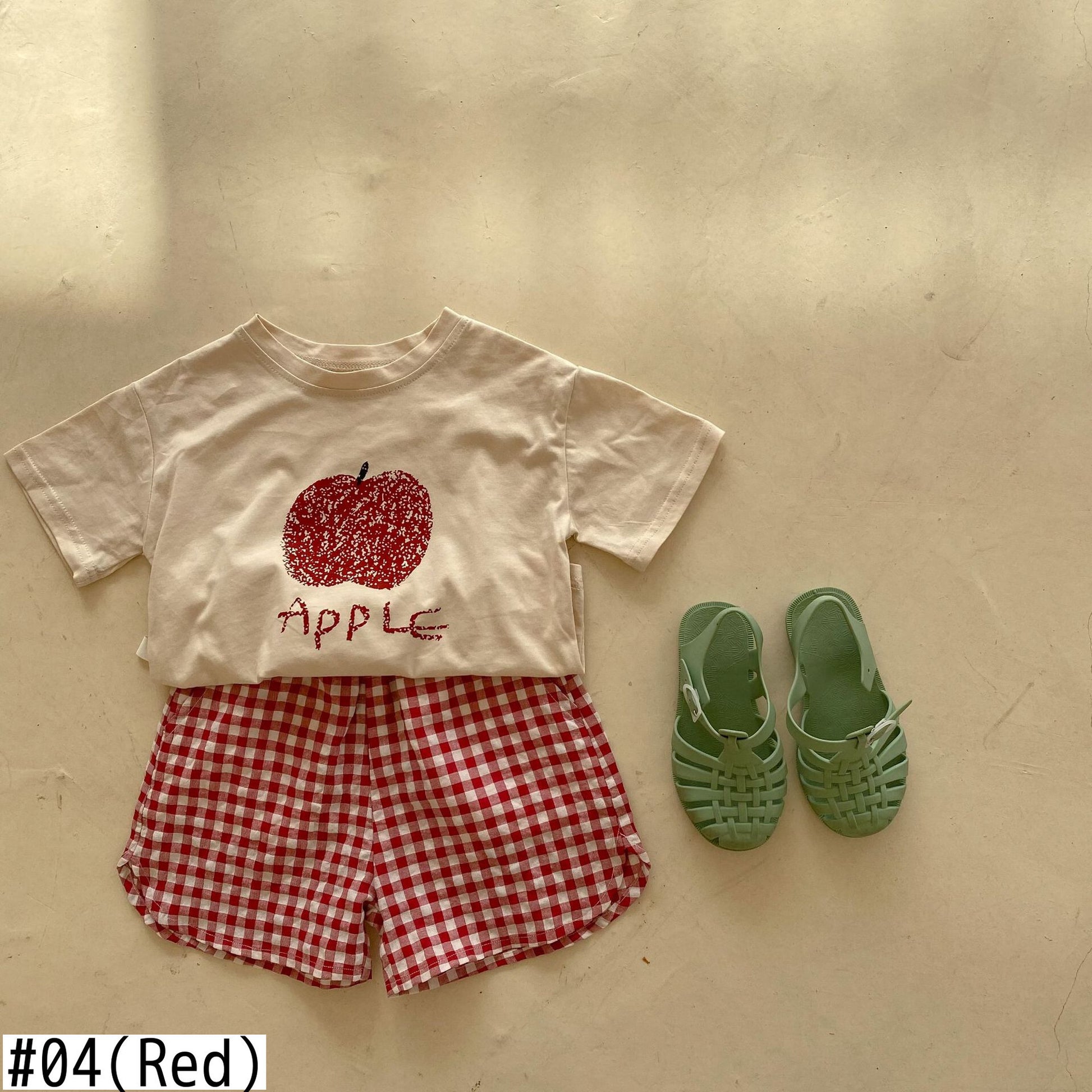 -キッズ フルーツ セットアップ Tシャツ チェック パンツ 48902210 - mamahalo shop - 半袖セットアップ -  べビー服 - 子供服 - 男の子 - 女の子