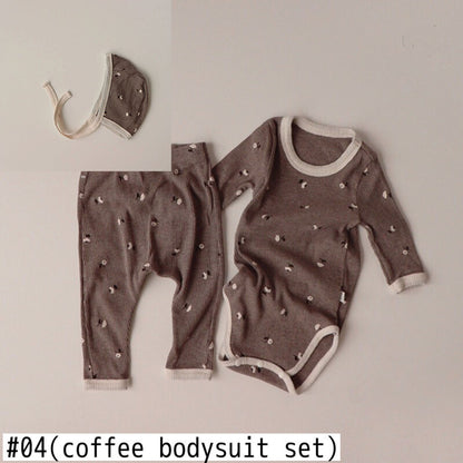 -ベビー フラワー セットアップ ロンパース トップス パンツ 帽子 ヘアバンド - mamahalo shop - ロンパースセットアップ -  べビー服 - 子供服 - 男の子 - 女の子