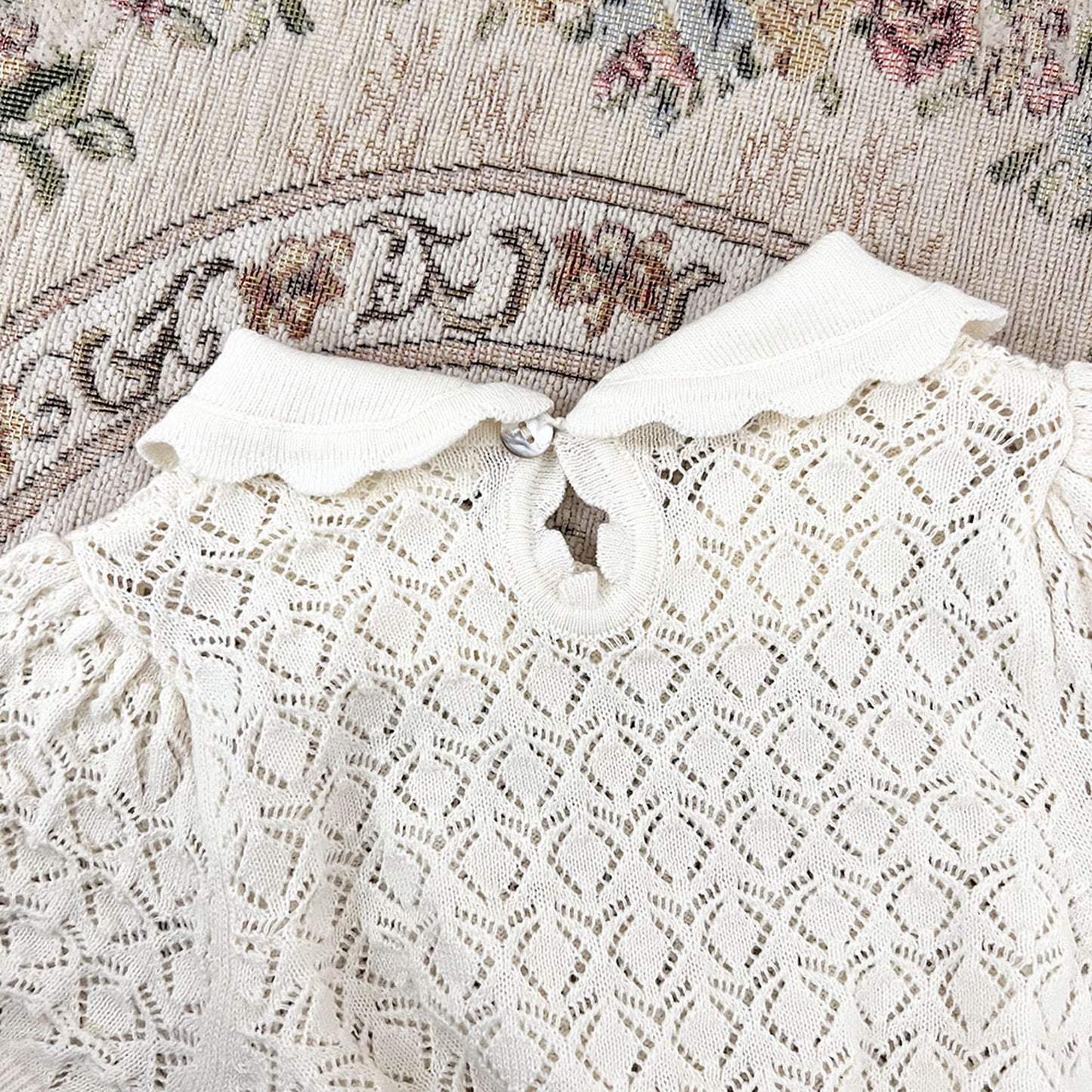 -ベビー キッズ レースニット 襟付き トップス ブラウス - mamahalo shop - 半袖シャツ・ブラウス -  べビー服 - 子供服 - 男の子 - 女の子