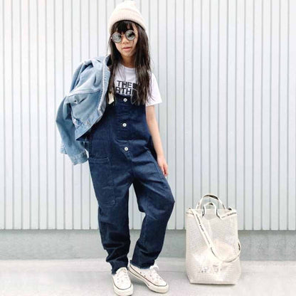 -キッズ デニム テープ サスペンダー サロペット リンク ママ お揃い コーデ【mh0000396】 - mamahalo shop - オーバーオール -  べビー服 - 子供服 - 男の子 - 女の子