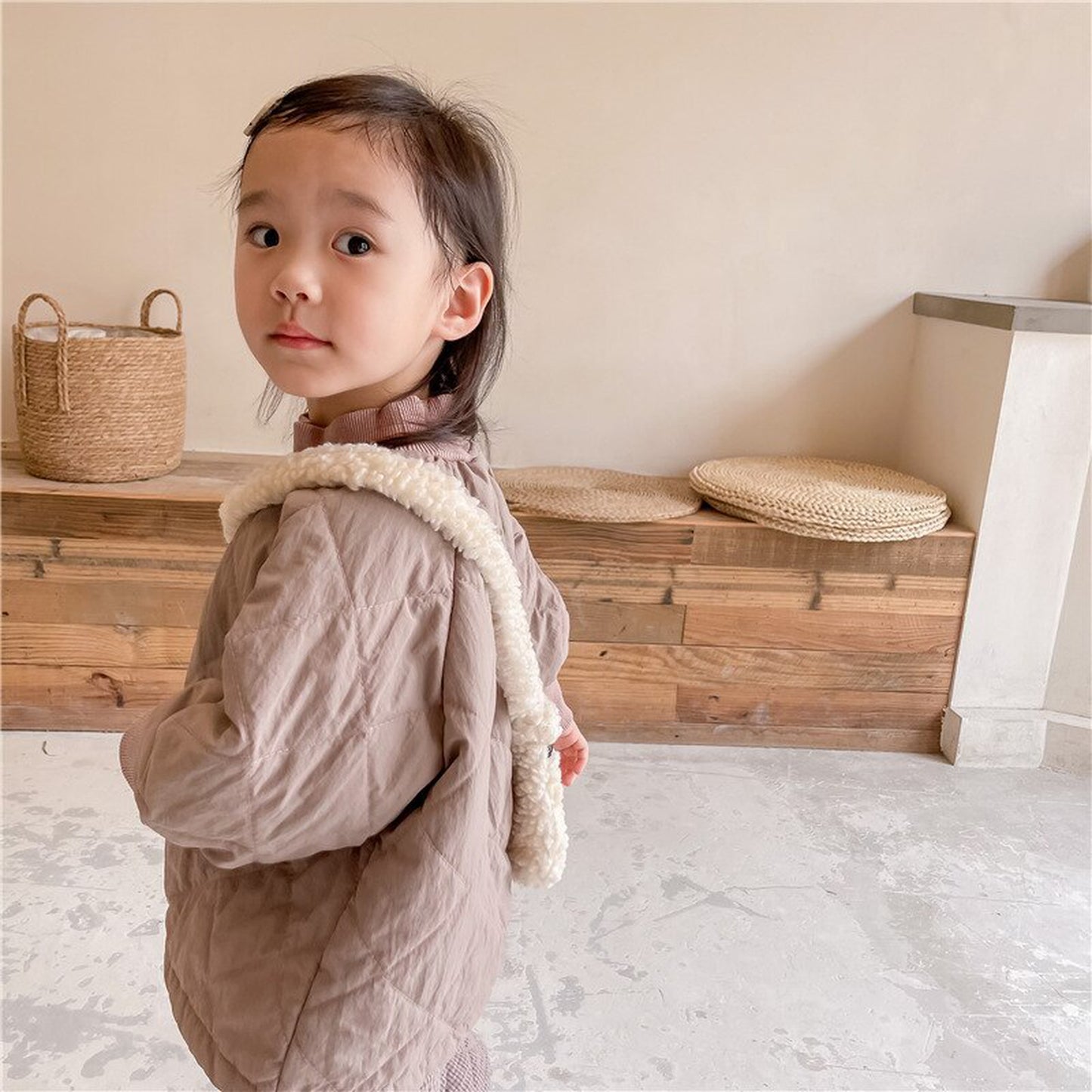 -キッズ キルティング ハイネック スウェット トレーナー【mh0000280】 - mamahalo shop - トレーナー・フーディ -  べビー服 - 子供服 - 男の子 - 女の子