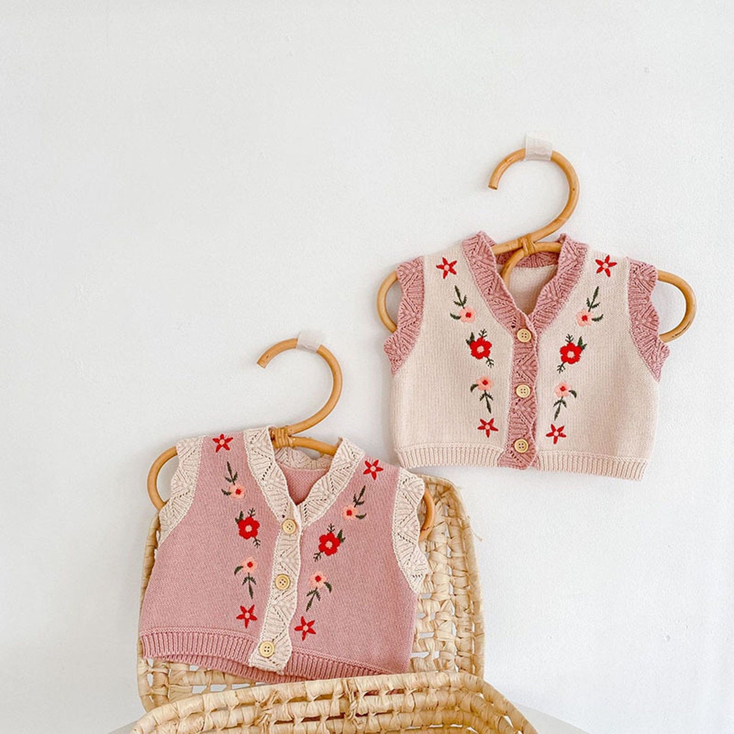 ベスト ベビー フラワー 刺繍 ニット ベスト【mh0000067】